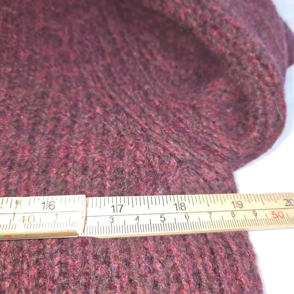 Vtg Banana Republic Women M Marled Wool‎ Ribbed Sweater Mock Neck Y2K Burgundy